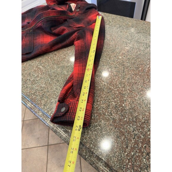 Levi’s Buffalo Plaid Truckers Jacket Women’s L Polyester Wool Blend Red & Black - Picture 14 of 14
